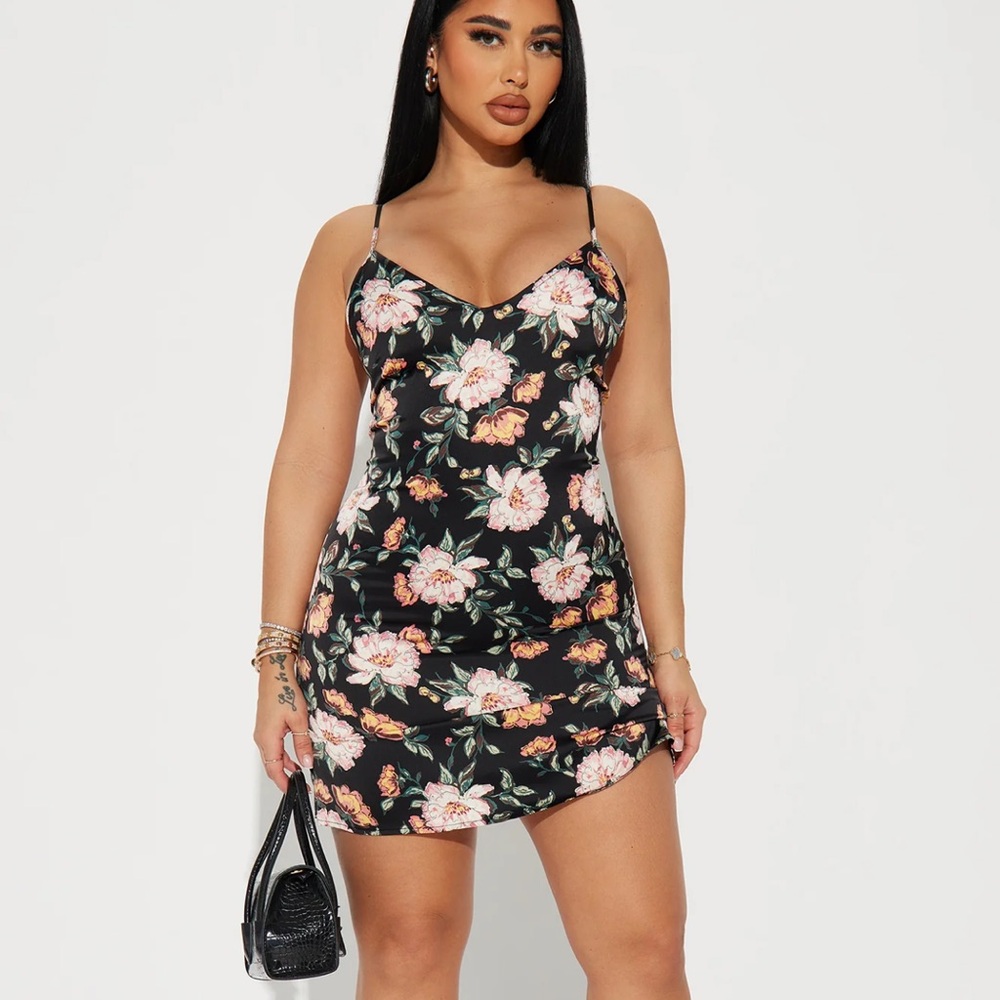 Midi Floral Dress, Back Cut Out Dress, Flower Dress